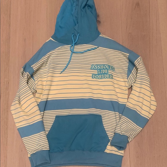 Assholes live forever embroidered logo striped hoodie - Picture 1 of 5
